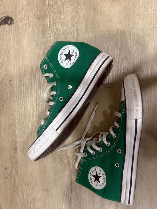 Converse Shoes - Converse High Top Sneakers in White and Green Accent